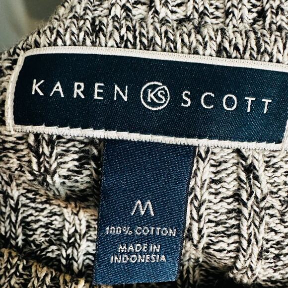 Karen Scott Gray Cable Knit Crewneck Sweater Size M - Picture 3 of 8